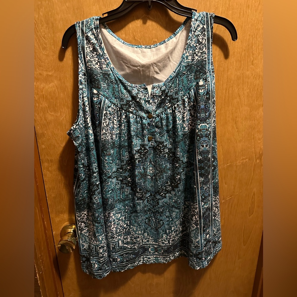 Teal Patterned Women's Blouse